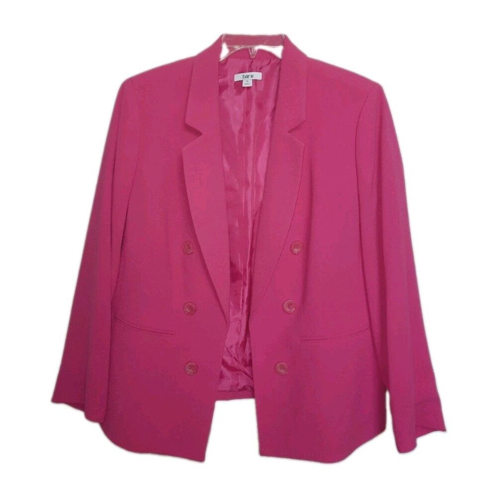 Bar III Sunset Rose Hot Pink Fuchsia Faux Double Breasted Blazer Jacket Plus  1X